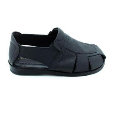 Imagem de Sandália Masculina Italianinho Couro Preta - 0719-Masculino