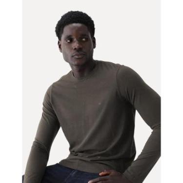 Imagem de Camiseta Ellus Masculina Manga Longa Cotton Fine Easa Marrom Médio-Masculino