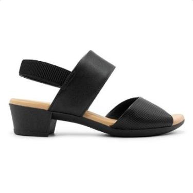 Imagem de Sandália Usaflex Feminina Couro Salto Bloco Elástico Calcanhar Casual PA02002-Feminino