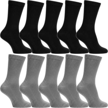 Imagem de Kit 10 Pares Meias Cano Alto Algodão Academia Sport Unissex - Flat Soc