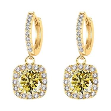 Imagem de Brincos Femininos De Moissanite 1ct VVS D, Banhados a Ouro 18K, Prata 