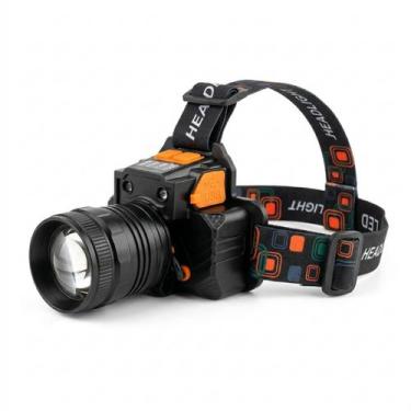 Imagem de Lanterna de Cabeça LED Luz Forte Recarregável Ajustável para Uso Outdo