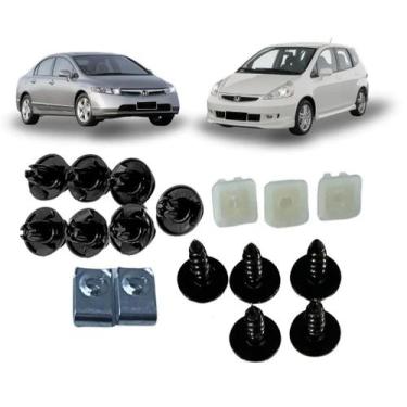 Imagem de Kit 17 Presilhas Grampo Parabarro Diant Civic Fit 1992 2008 - Plastcar