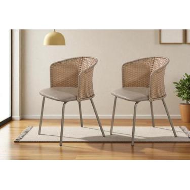 Imagem de Kit 2 Cadeiras Geane Gourmet Junco Estrutura Aço Carbono - GOURMET GEA