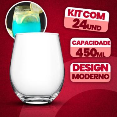 Imagem de Kit 12 Copos de Vidro 450 ml  Design Moderno, Redondo, Resistente e Tr