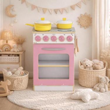 Imagem de Fogão Brinquedo Infantil Montessori Super Chef Cook Madeira - Junges