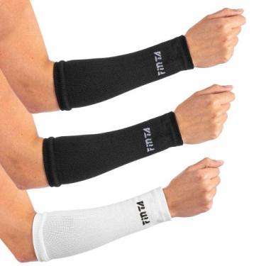 Imagem de Kit 3 Pares Manguito Curto Protetor Antebraço para Vôlei Finta, Preto,