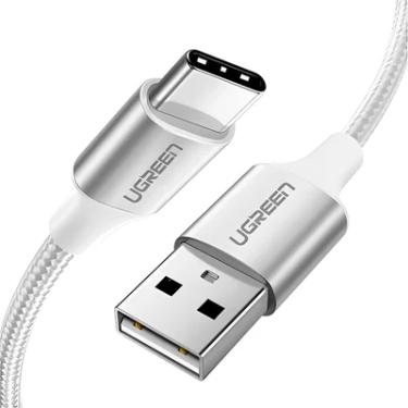 Imagem de Cabo De Dados Ugreen Usb Para Usb-c Nylon Trancado 1m 3a Us288 Prata - 60131
