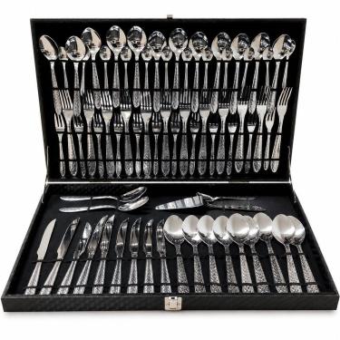 Imagem de Conjunto de Talheres Kit 70 Peças Aço Inox Polido para Mesa Posta Prata Fratelli