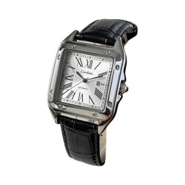 Imagem de Relógio De Quartzo Masculino Com Pulseira De Couro Preto E Números Rom