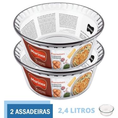 Imagem de Kit 2 Formas de Vidro Travessa Suflê Redonda 2,4 L Marinex