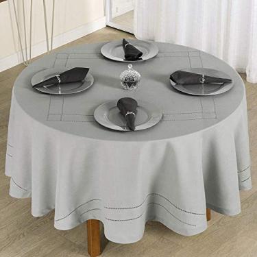 Imagem de Toalha de mesa Veneza retangular para 18 lugares com ponto ajour feito a mão cinza - Rafimex