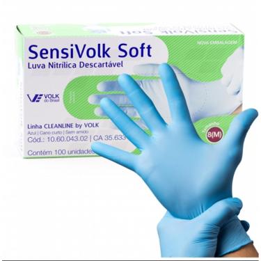Imagem de Luva Volk Nitrilica Descartável. Sensi Sem /Pó Azul