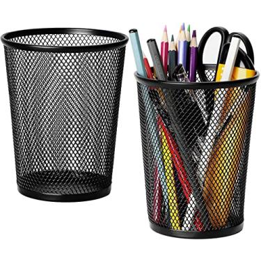 Imagem de Suporte para caneta de malha MaxGear, suporte de lápis de metal, organizador de caneta, suporte para lápis de mesa, 3 unidades, MaxGear-Mesh-Pen Holder-2 Pack-Black, 2Pack-Large Size: 5.4*4.3*3.2in-Black, XL (5.4”x4.35”)-2 Pack