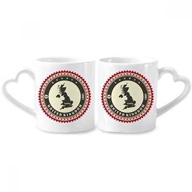 Imagem de Conjunto de canecas de porcelana para casais, mapa do país, Reino Unido, Reino Unido, Reino Unido, Grã-Bretanha,