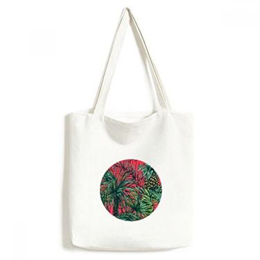 Imagem de Bolsa de lona com folhas de abacaxi, céu vermelho, bolsa de compras, bolsa casual