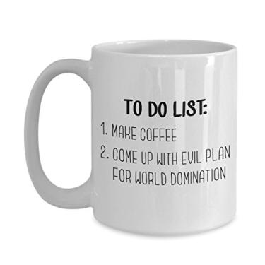 Imagem de Caneca World Domination – Caneca de café Plans For World Domination – Caneca de café divertida de chá quente – ideia de de Natal