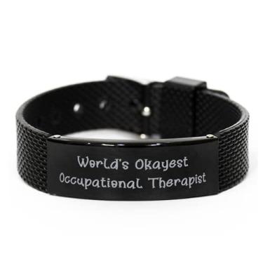Imagem de SpreadPassion Bracelete de malha de tubarão preto, presente de terapeuta ocupacional do líder da equipe, pulseira gravada exclusiva para amigos