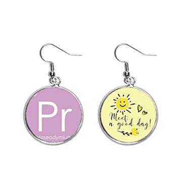 Imagem de Tabela de Período de Elementos de Chestry com Lanthanide Praseódio Pr Brinco de Flor Joia Moda