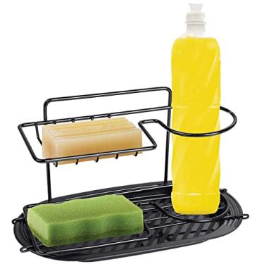Imagem de Utimil Suporte para Detergente, Esponja e Sabão em Barra Preto - Pia ou Parede de Cozinha