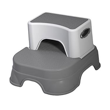 Imagem de Generic Banqueta de 2 Degraus para Banquinho Antiderrapante Multiuso Estável para Crianças Escadote Portátil para Entrada Cozinha Quarto, CINZENTO, Tamanho real