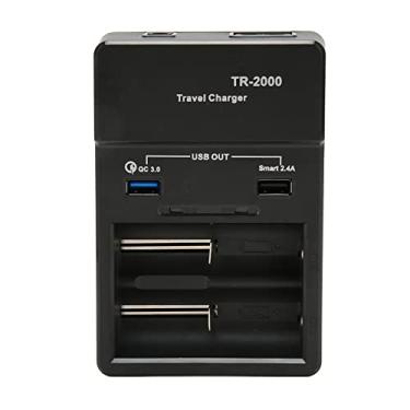 Imagem de Carregador de Bateria, ABS USB QC3.0 Saída Universal Carregador de Bateria Proteção contra Sobrecarga 2 Compartimento para Casa (plugue da ue)