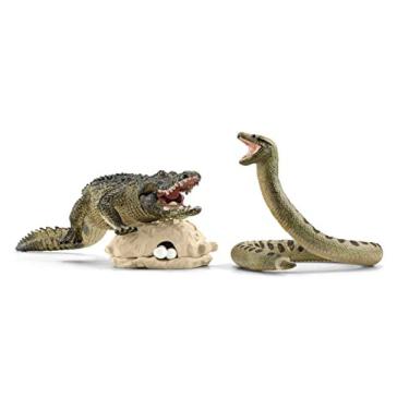 Imagem de Conjunto de brinquedos Schleich Wild Animal, Danger in Swamp com jacaré e cobra