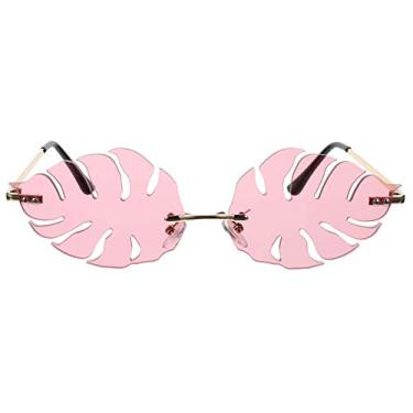 Imagem de VALICLUD Leaf Shape Eyeglasses Fashion Eyewear Photo Prop Party Sunglasses (Pink) Gift