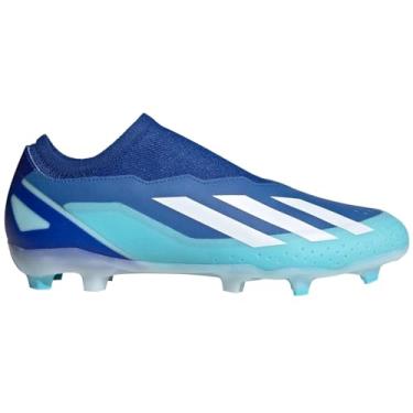 Imagem de adidas Tênis de futebol unissex adulto X Crazyfast.3 Laceless FG, Azul royal/calçado branco/vermelho solar, 45
