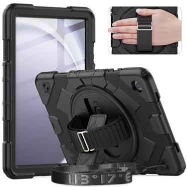 Imagem de timecity Capa para Galaxy Tab A9+ Plus 11 polegadas (capa SM-X210/X216/X218). Capa protetora para tablet com protetor de tela, suporte giratório de 360°, alça de mão e ombro - preta