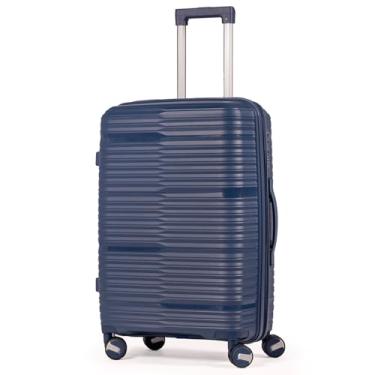 Imagem de Mala De Viagem Média 23Kg Rodas Duplas 360 Fibra Rígida De Polipropileno Leve Resistente Para Despachar Lisa (AZUL, MÉDIA)