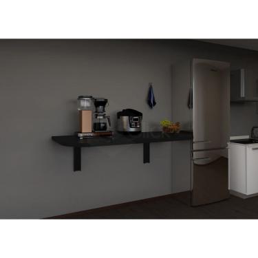 Imagem de Mesa Retratil De Parede Com Trava Cor Preta Multiuso Para Jantar