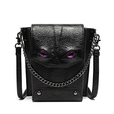 Imagem de Bolsa tiracolo pequena bolsa de couro bolsa de cintura pochete suporte de telefone medieval vintage renascentista punk bolsa de ombro, Preto, Small, Transversal