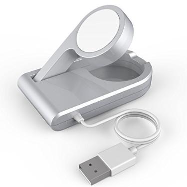 Imagem de [Certificação MFI] Base de carregamento magnética portátil para Apple iWatch, design dobrável para ativar o modo criado-mudo com cabo USB de 90 cm de comprimento, para todos os iWatch séries 1, 2, 3
