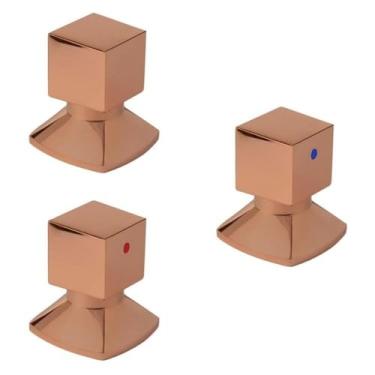 Imagem de Kit 3 Acabamentos Para Registro C46 Água Quente/Fria Ro7246 Ducon Metais Rosé Gold