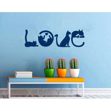 Imagem de Adesivo Gato Love  TAMANHO 70cm x 20,5cm - Decoração Quartos, Salas, P