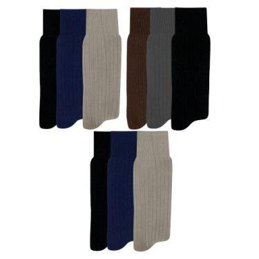 Imagem de Kit Com 9 Pares De Meias Social Mash Poliamida Longa Canelada, Único -