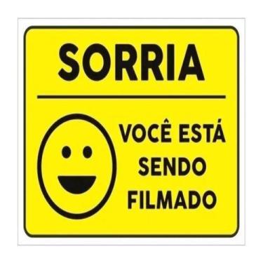 Imagem de Kit 3 X Placa Sorria Você Esta Sendo Filmado, Amarelo, Plástico