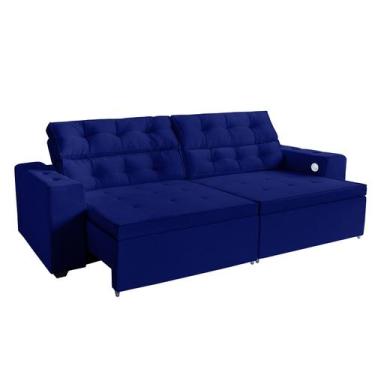 Imagem de Sofá 3 lugares Estella 2,00  metros Azul Retrátil Reclinável Tecnologi