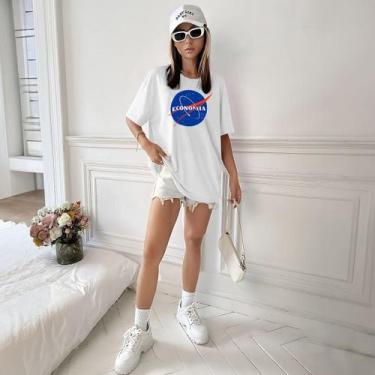 Imagem de Camisa Camiseta Feminina Estampada Nasa Economia 100% Algodão Fio 30.1