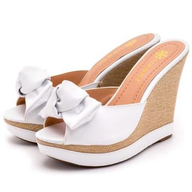 Imagem de Tamanco Feminino Anabela Napa Branca - LIKE SHOP SHOES BAG, 37, Branco