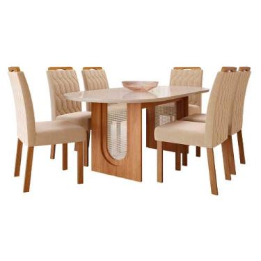 Imagem de Conjunto de Jantar Mesa Valentina 2,10 OVAL com 6 Cadeiras Paola Wood 