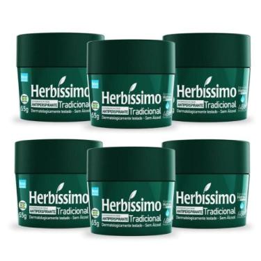 Imagem de Kit 6 desodorante creme herbissimo tradicional antitranspirante 55g