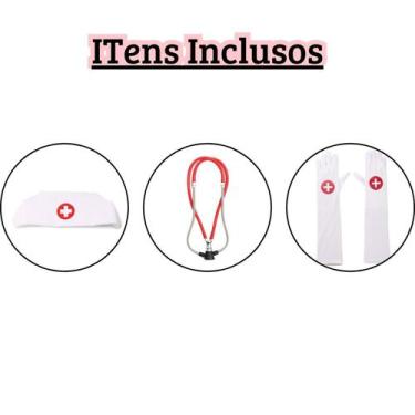 Imagem de Kit Acessórios Fantasia Enfermeira Adulto Adereços Cosplay Festas Carn