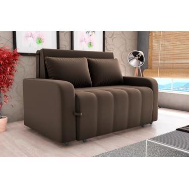 Imagem de Sofa Cama Amora New 3 Lugares Suede Veludo Aconchegante (Marrom)
