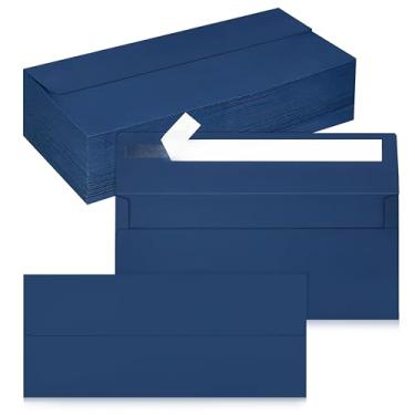 Imagem de Pacote com 100 envelopes empresariais nº 10, envelopes autoselados em azul real padrão para envio comercial seguro e jurídico, escritório, cheques, cartas, faturas, 10 x 23 cm