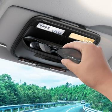 Imagem de Porta-óculos de sol organizador de óculos de sol para carro caminhão, organizador de bolso para cartão de carro, suporte de documentos de viseira, registro de carro e licença de drenagem, seguro,