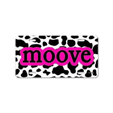Imagem de Honey Dew Gifts, Moove, 30,5 cm x 15,2 cm, Feito nos EUA, placa decorativa engraçada, acessórios de carro com estampa de vaca para mulheres, decorações de vaca rosa, acessórios automotivos, presentes com estampa de vaca