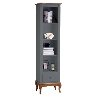 Imagem de Estante Torre 03 Prateleiras 1 Gaveta Pés Luiz XV 60101 - Cinza/Imbuia Glazer