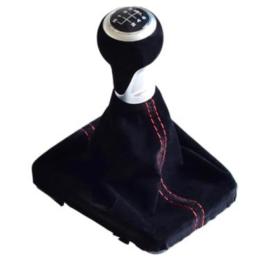 Imagem de Yoegerery 5/6 Speed Gear Shift Knob Boot Cover Gaiter Pen compatível com Audi A3 S3 8V-8P S-line 2014-2020 (preto, 6 velocidades)